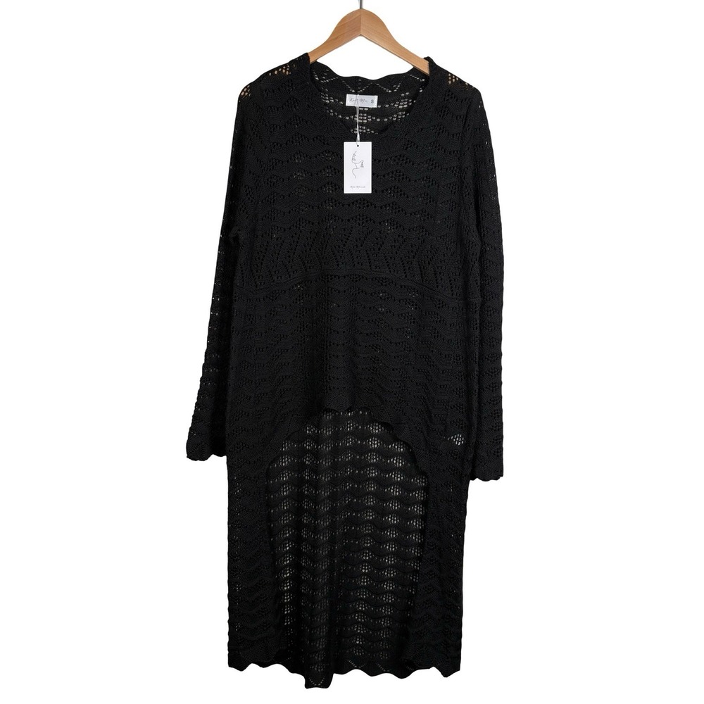MISS MORANDI Hi-Low Pullover Duster Women's Size‎ S Black Knit Sweater NWT